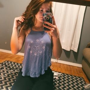 Baby blue moon crop top XS